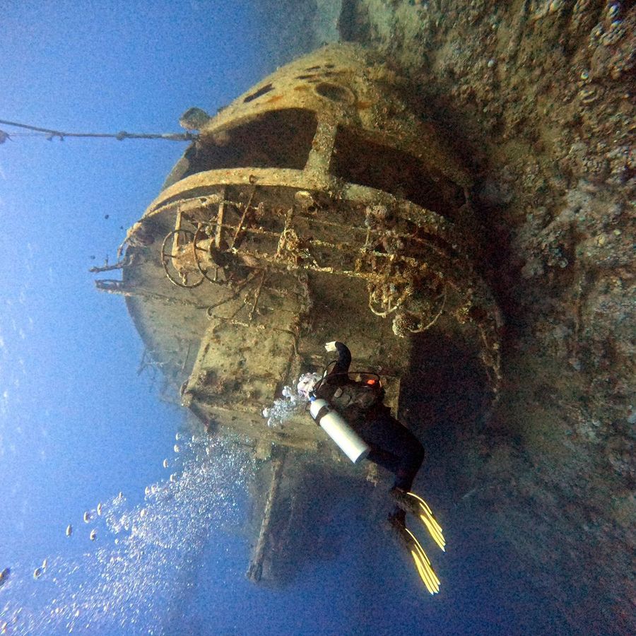 The sunken helicopter